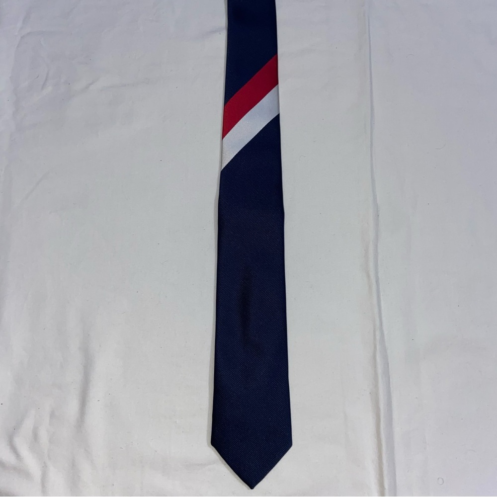 Navy Tie with Red and White Stripe